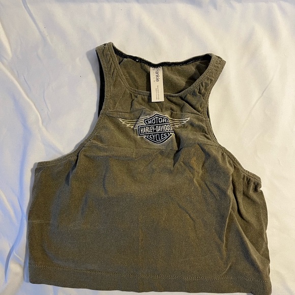 frankie Tops - Vintage Harley Davidson Cropped Tank Top